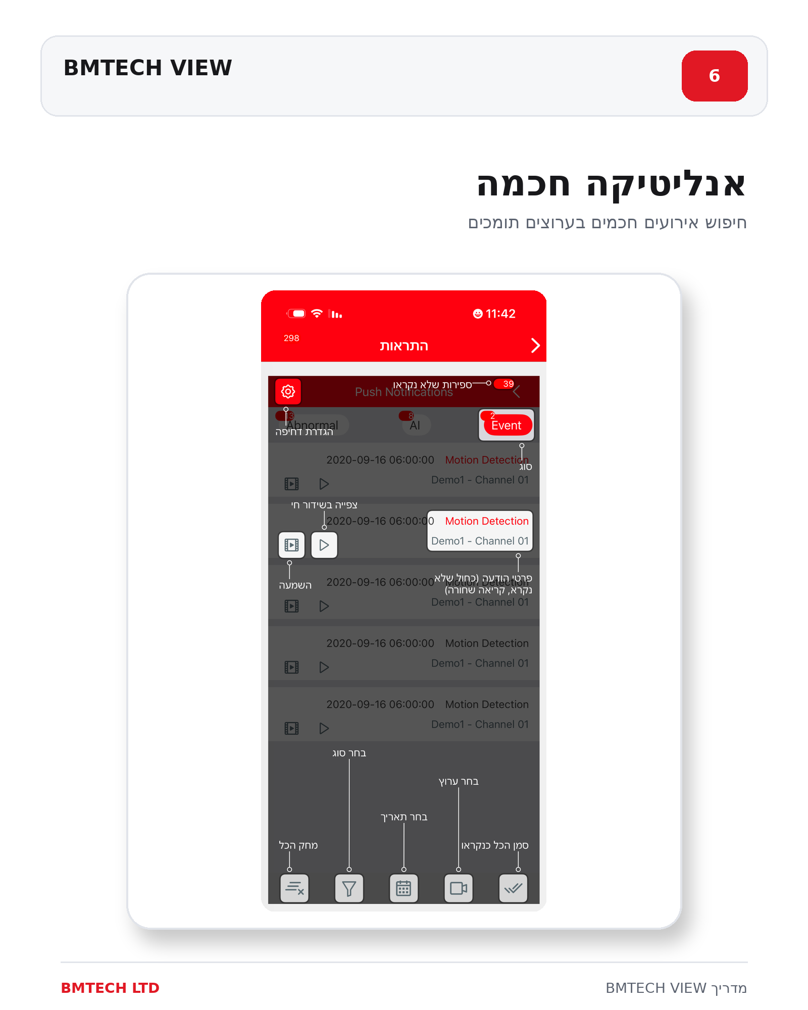 אנליטיקה וחיפוש AI באפליקציה